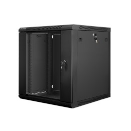Gabinete de rack de instalação de parede Lanberg 19 '' 12U 600x600mm preto (porta de vidro)