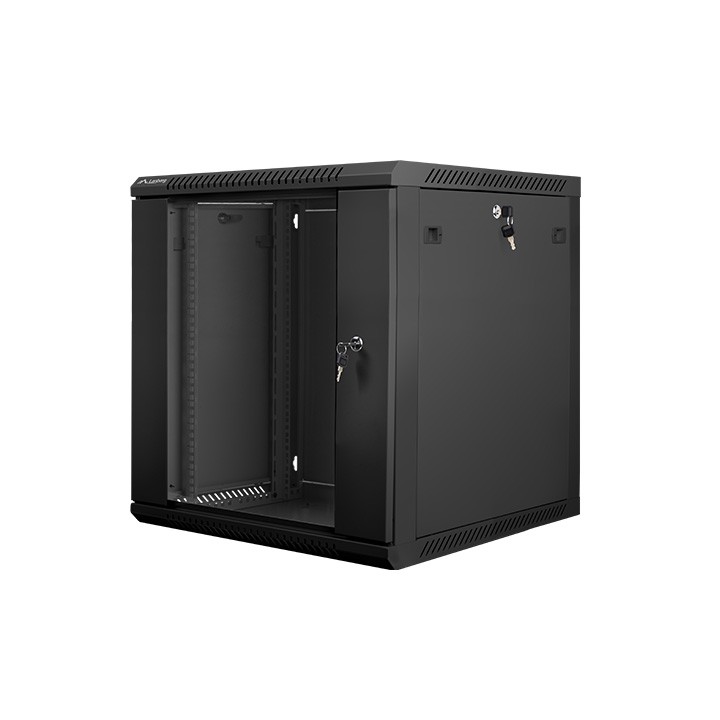Lanberg wall-mounted installation rack cabinet 19 '' 12U 600x600mm black ( glass door )