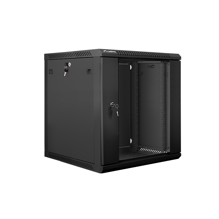 Lanberg wall-mounted installation rack cabinet 19 '' 12U 600x600mm black ( glass door )
