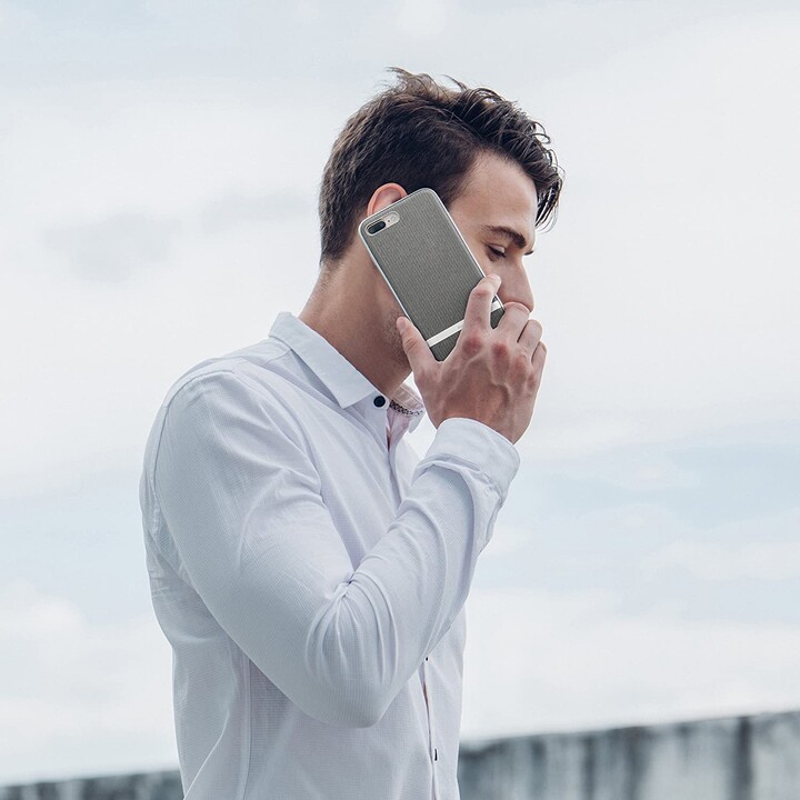 Vesta per iPhone 8/7 Plus - Cover in tessuto - Grigio a spina di pesce