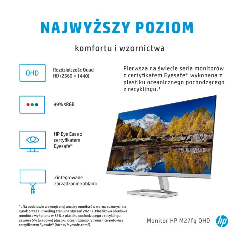 HP M27fq 68,6 cm (27") 2560 x 1440 Pixeles Quad HD LED Plata - Imagen 4