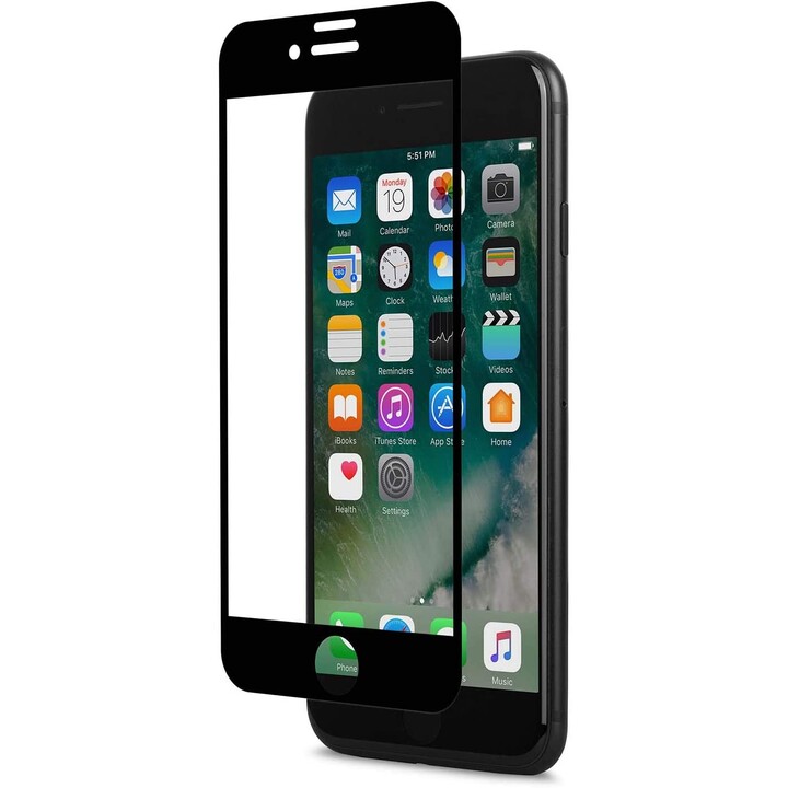 IonGlass for iPhone 8/7/SE - Black (Clear/Glossy)