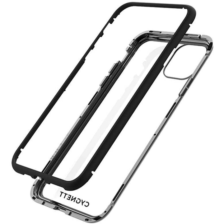 Custodia in vetro temperato doppio Ozone Magnetic 9H per iPhone 11 - Nera