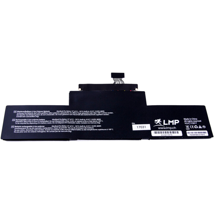 Bateria MacBook Pro 15 "Retina, 6/12 D 10/13, integrado, polímero de íons de lítio, A1417, 10,95 V, 86Wh