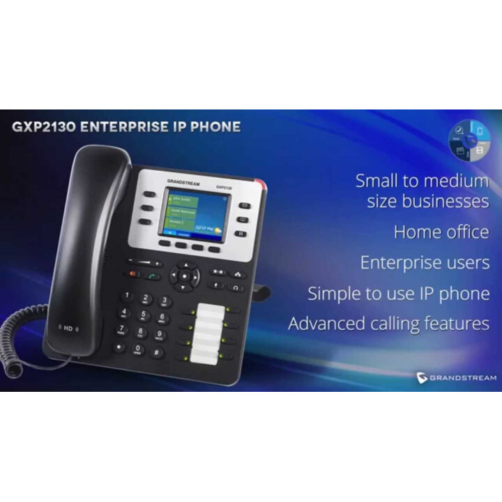 Grandstream Networks GXP-2130 téléphone fixe Noir Combiné filaire TFT 3 lignes