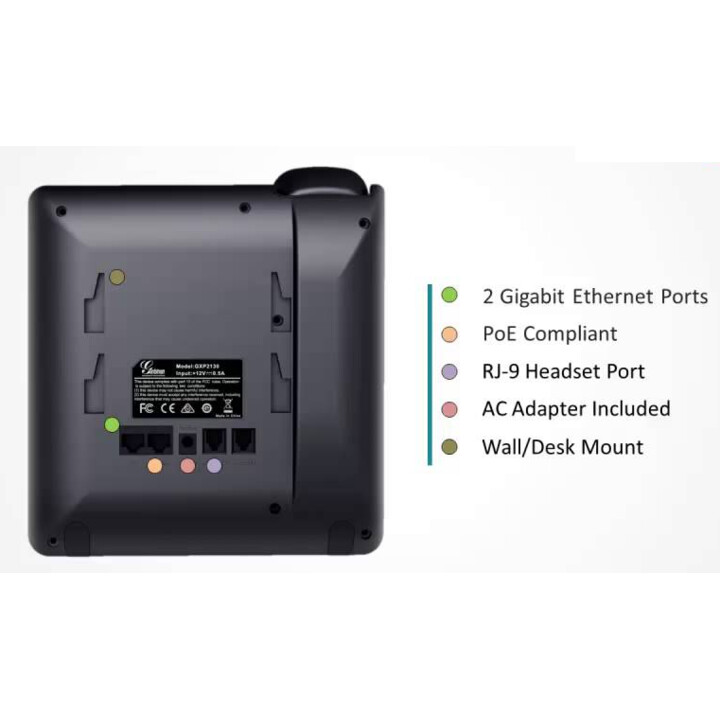Grandstream Networks GXP-2130 téléphone fixe Noir Combiné filaire TFT 3 lignes