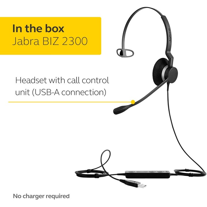 Jabra BIZ 2300 USB Mono NC, MS Preto