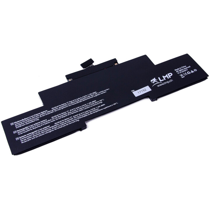 Batteria MacBook Pro 15", Retina, da 6/15, integrata, polimero agli ioni di litio, A1618, 11,26 V, 88 Wh