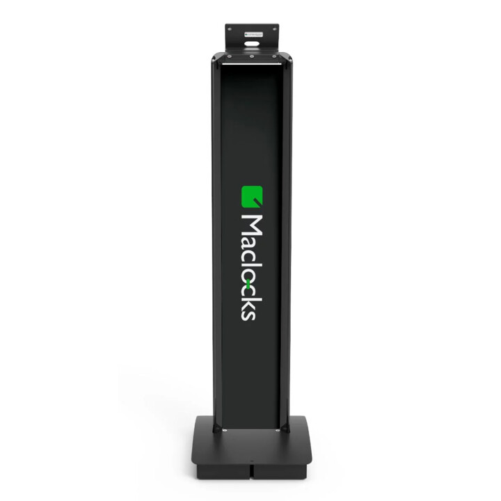 Soporte de piso de seguridad personalizable BrandMe con montaje VESA - Soporte de piso de pantalla inclinable - Negro