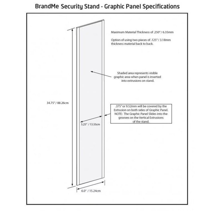 Soporte de piso de seguridad personalizable BrandMe con montaje VESA - Soporte de piso de pantalla inclinable - Negro