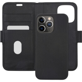 Nova York - iPhone 13 Pro 6.1 "- Night Preto - capa de couro granulado de flor integral