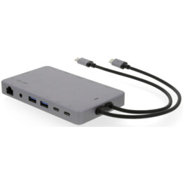 USB-C Display Dock 2 portas 4K 12, 2x HDMI, Mini-DP, DP, DVI, VGA, Eth., 2x USB 3.0, 2x USB-C, alumínio, cinza espacial
