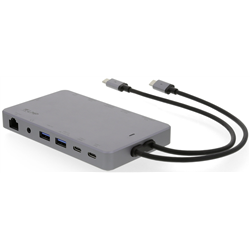 USB-C Display Dock 2 4K 12 Port, 2x HDMI, Mini-DP, DP, DVI, VGA, Eth., 2x USB 3.0, 2x USB-C, Aluminium, Space Grau