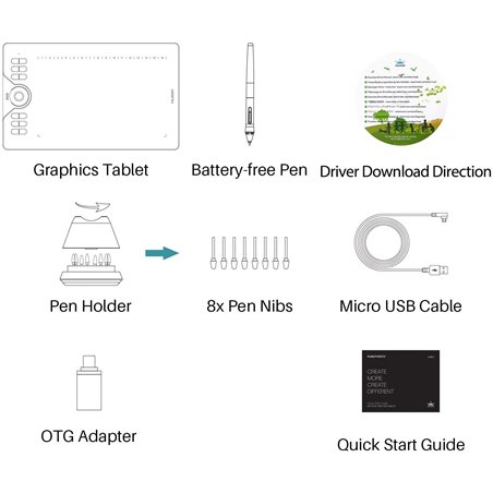 HUION HS610 tableta digitalizadora 5080 líneas por pulgada 254 x 158,8 mm USB Negro