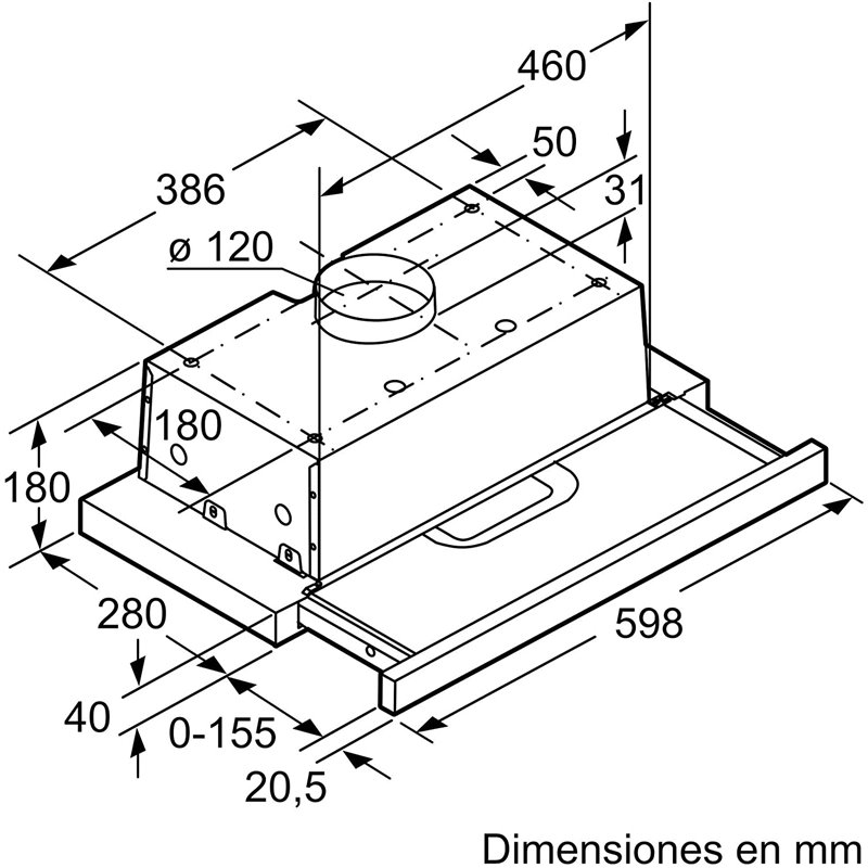 Bosch Serie 4 DFT63AC50 hotte 360 m³/h Semi-intégrée (semi-encastrée) Argent D