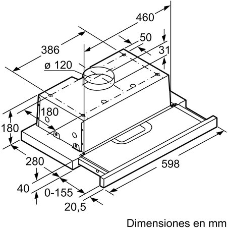 Bosch Serie 4 DFT63AC50 hotte 360 m³/h Semi-intégrée (semi-encastrée) Argent D