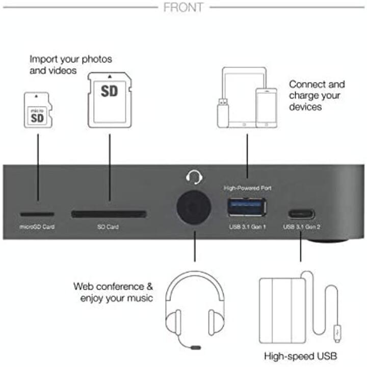 Dock Thunderbolt 3 a 14 porte con cavo - Grigio siderale