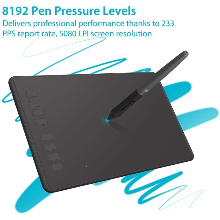 Tavoletta grafica Huion Inspiroy H950P USB Nera 