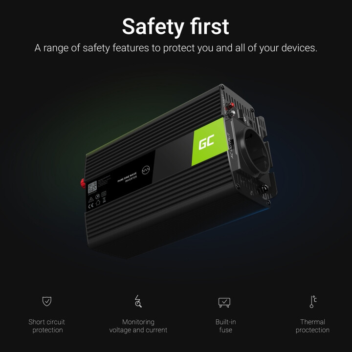 Green Cell INV08 Power adapter and inverter Outdoor 1000 W Black