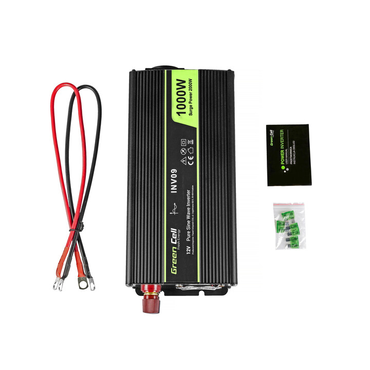 Green Cell INV09 Netzteil & Spannungsumwandler Auto 1000 W Schwarz