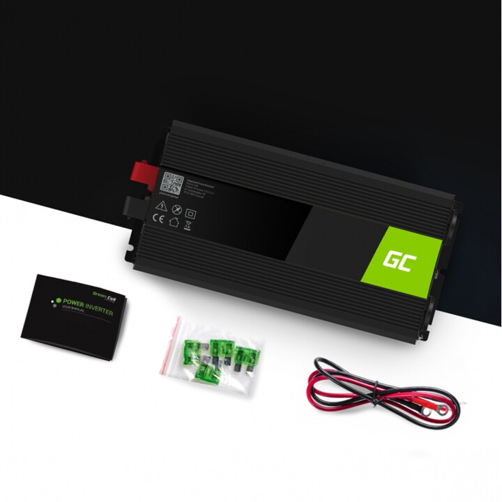 Inversor de energia INV12 Green Cell e adaptador Auto 3000 W preto