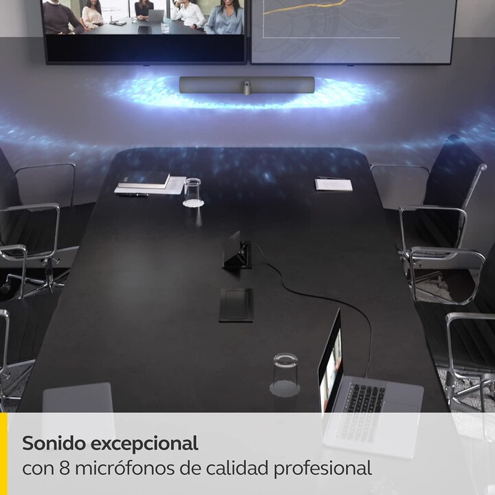 Barra de vídeo gris Jabra PanaCast 50 (4K, altavoces, micrófono, Ethernet, USB 2.0, Wi-Fi, USB-C)