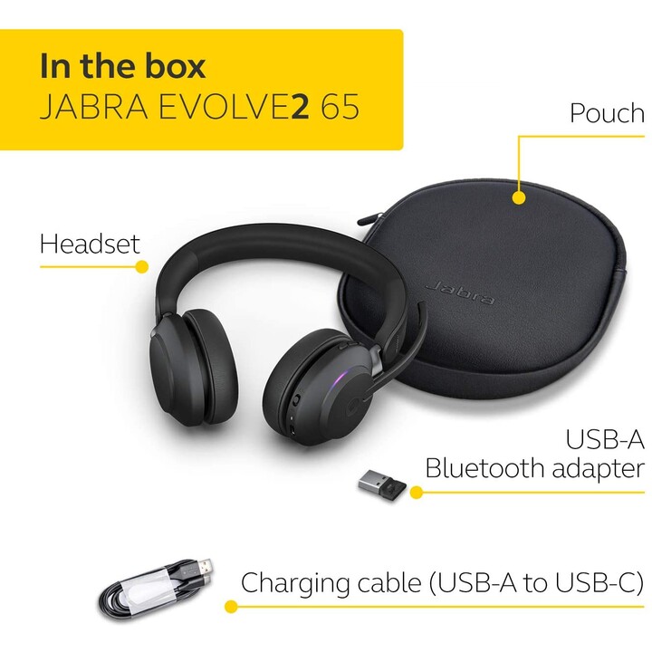 Auriculares estéreo supraurales inalámbricos Jabra Evolve2 65 MS, USB, aislamiento de ruido