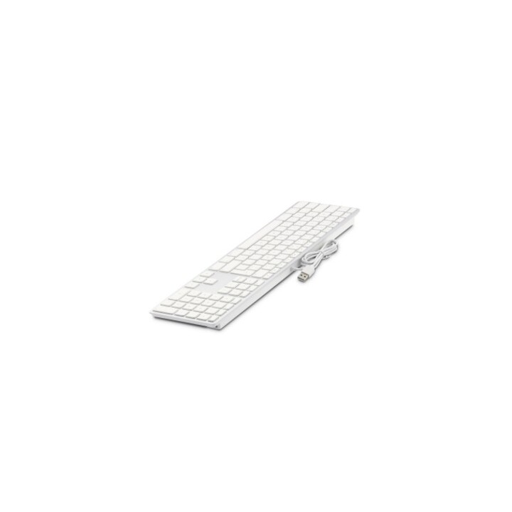 USB-Tastatur 110 Tasten kabelgebundene USB-Tastatur mit 2x USB und oberer Aluminiumabdeckung - Portugiesisch