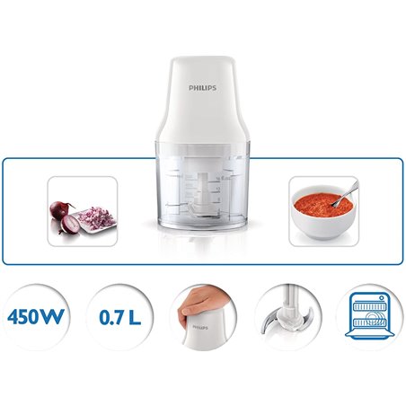 Philips Daily Collection Picadora 450 W con recipiente de plástico de 0,7 l y 2 cuchillas