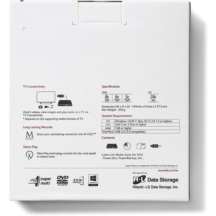 DVD-R/RW+R/RW Slim HLDS GP60NW60 Weiß Extern retail