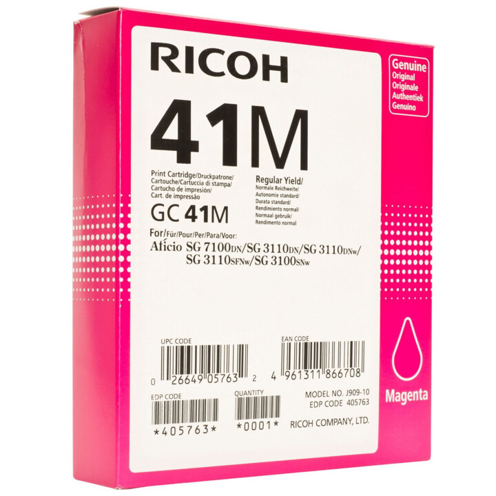 Ricoh Original Type GC 41M cartuccia per stampante magenta 2.200 pagine (405763) per 3110DN/DNw/SFNw, 3100SNw, 3120B SFNw, 7100D