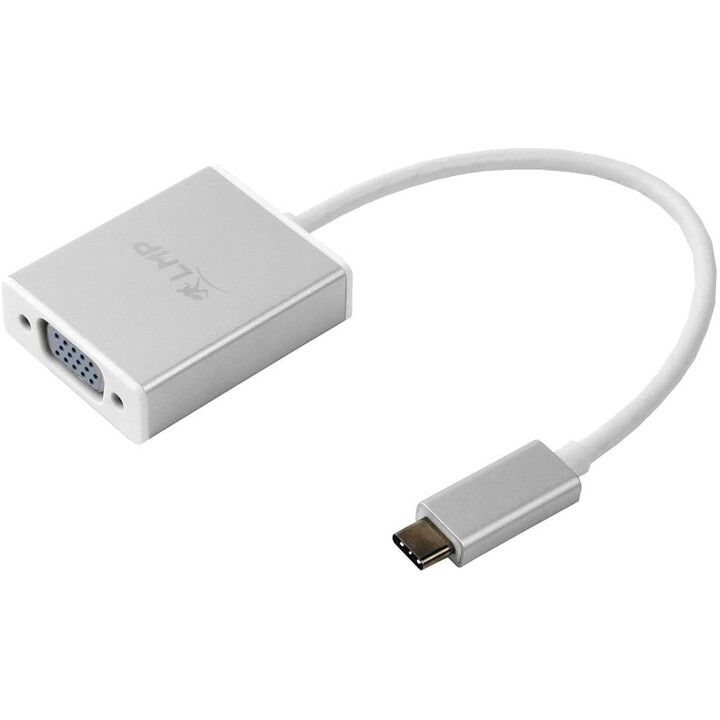 USB-C to VGA adapter, USB-C 3.1 to VGA, aluminum housing, silver