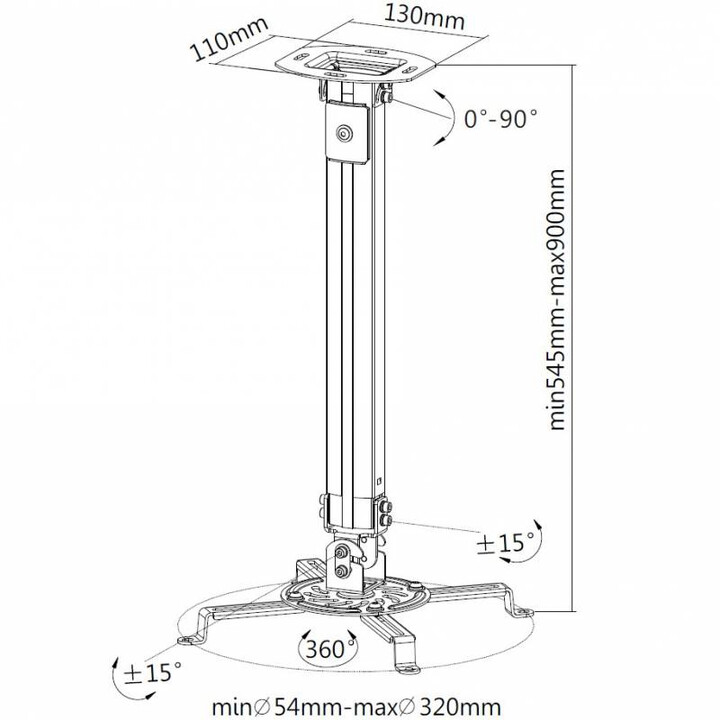 Techly ICA-PM 18M projector mount Ceiling Silver
