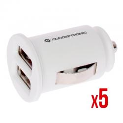 CARGADOR 2X USB POWER2GO COCHE BLANCO PACK 5 - Imagen 1