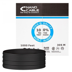 Bobina de Cable RJ45 UTP Nanocable 10.20.0304-EXT-BK Cat.5e/ 305m/ Negro - Imagen 1