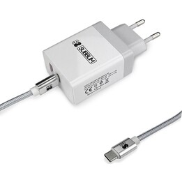 Subblim SUB-CHG-3WPD01 / carregador de parede USB + cabo USB tipo C / 2.4A / branco