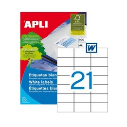 APLI 01276 weiße Permanentetiketten 70 x 42,4 mm 100 Blatt