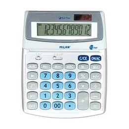 MILAN 152512BL calculatrice de bureau grand format 12 chiffres blanc métallisé