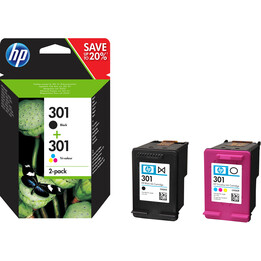 HP Value Pack of 2 Original Ink Cartridges 301 Black/Tri-color