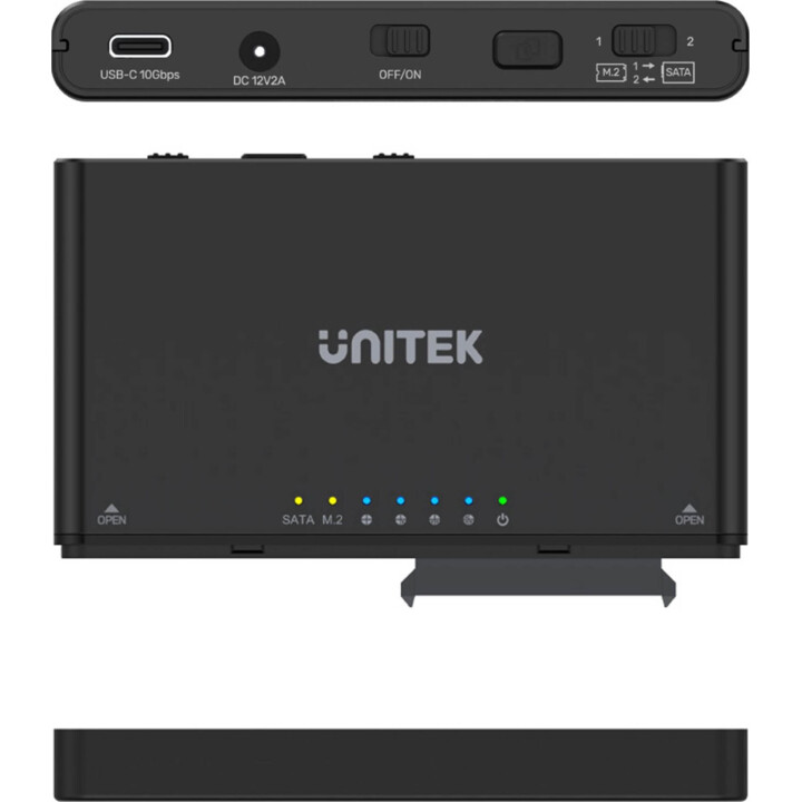 Station de clonage Unitek S1222A pour disques SATA 2,5'', 3,5'' et M.2 Noir