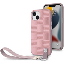 Moshi Altra capa para iPhone 13 texturada com fita para pulso rosa