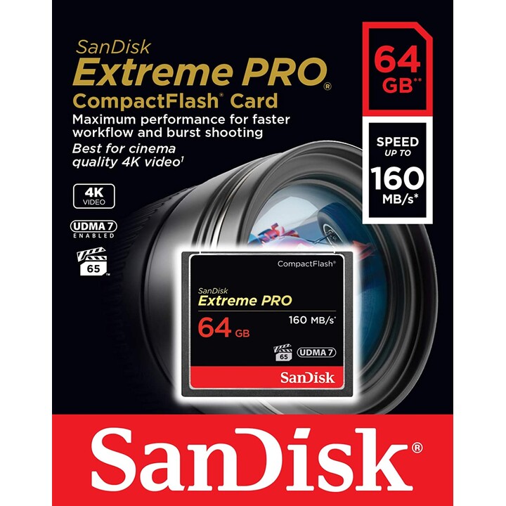 SanDisk Extreme PRO R160/W150 CompactFlash Card 64GB