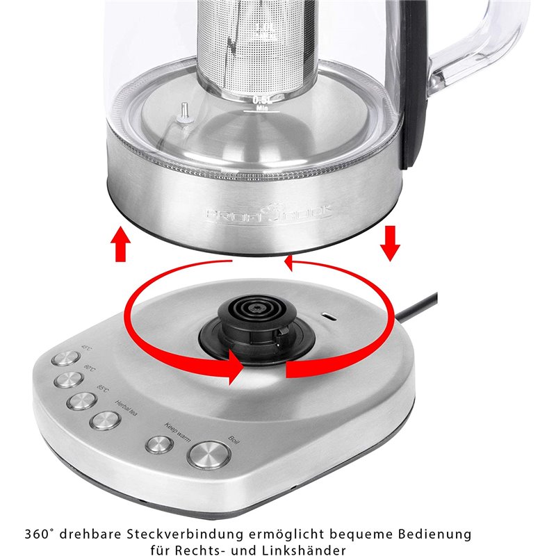 Hervidor de vidrio eléctrico sin cable Proficook PC-WKS 1167