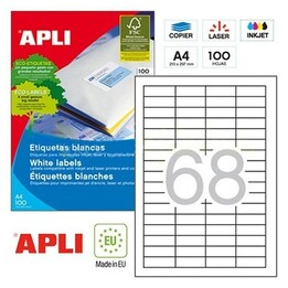 APLI 01282 etiquetas blancas permanentes 48,5 x 16,9 mm 100 hojas