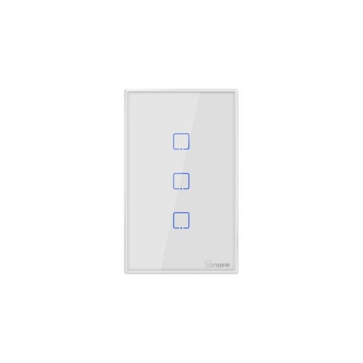 T2US3C - Interruptor de parede inteligente Wi-Fi de 3 grupos EUA - Branco