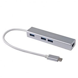 EQUIP 133481 Adaptador USB-C para RJ45 Gigabit + 3 portas USB 3.0 prateado
