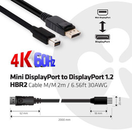 CLUB 3D CAC-2163 Mini DisplayPort a DisplayPort 1.2M/M 2m 4K60Hz