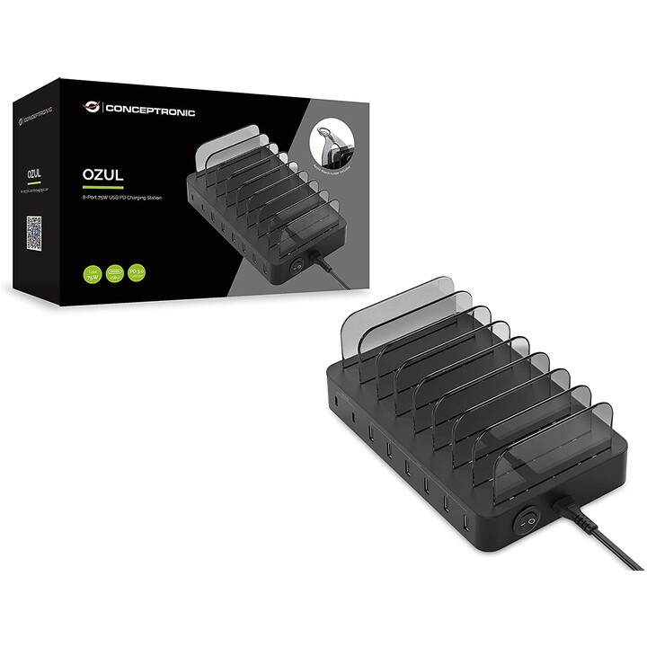 CARICABATTERIE CONCEPTRONIC 8P 75W