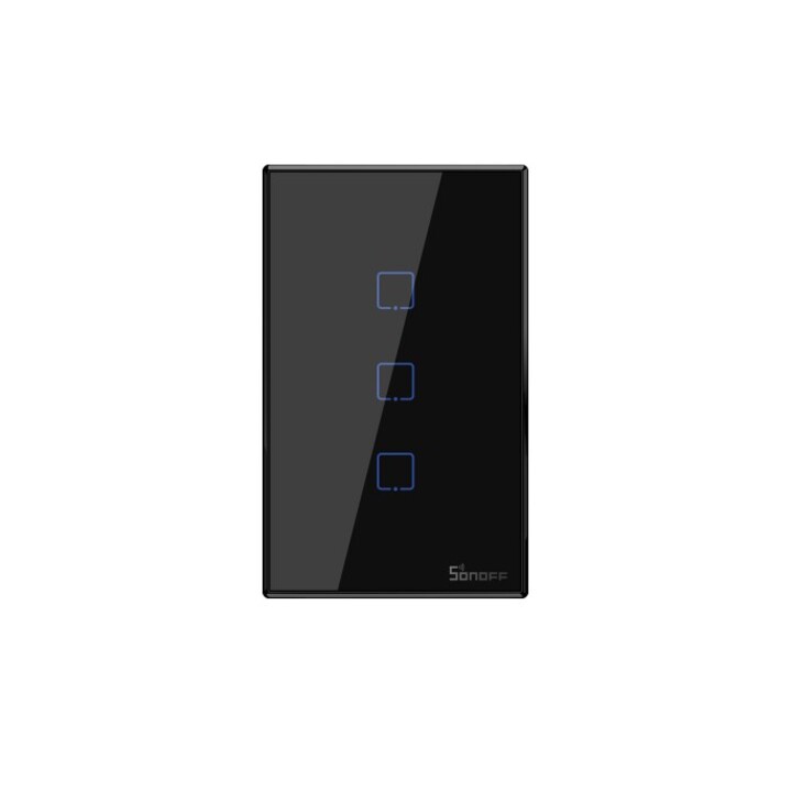 T3US3C - 3-gang Wi-Fi Smart Wall Switch US - Black