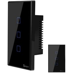 T3US3C - Interruptor de pared inteligente Wi-Fi de 3 elementos EE. UU. - Negro